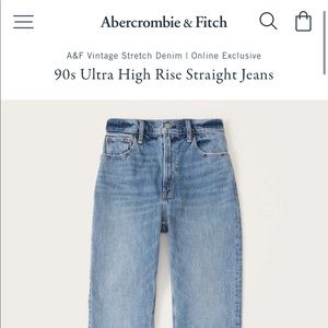ABERCROMBIE AND FITCH CURVE LOVE  90’S ULTRA HIGH RISE STRAIGHT JEANS SHORT, 30